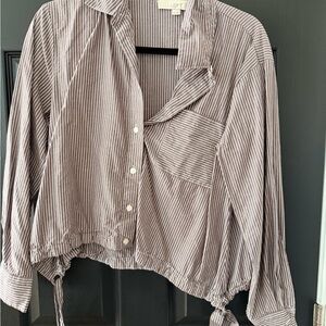 LOFT Striped Purple & Cream Women's Top